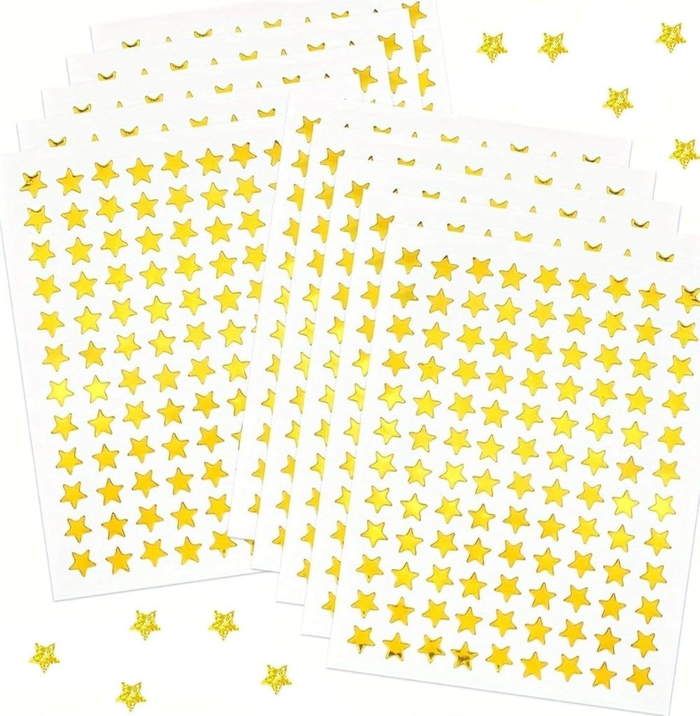 Goldene Stern-Aufkleber, Stern-Aufkleber, selbstklebende goldene Sterne, Mini-Lehrer-Belohnungsaufkleber, Belohnungstabelle, Aufkleber für Kinder,...