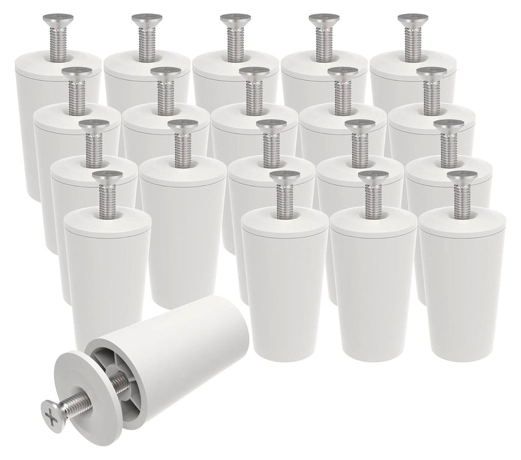 Anschlagpuffer für Rollläden, 20er Set 40mm, Endanschlag für Jalousien, Pufferstopper mit Schraube und Unterlegscheibe, weiß