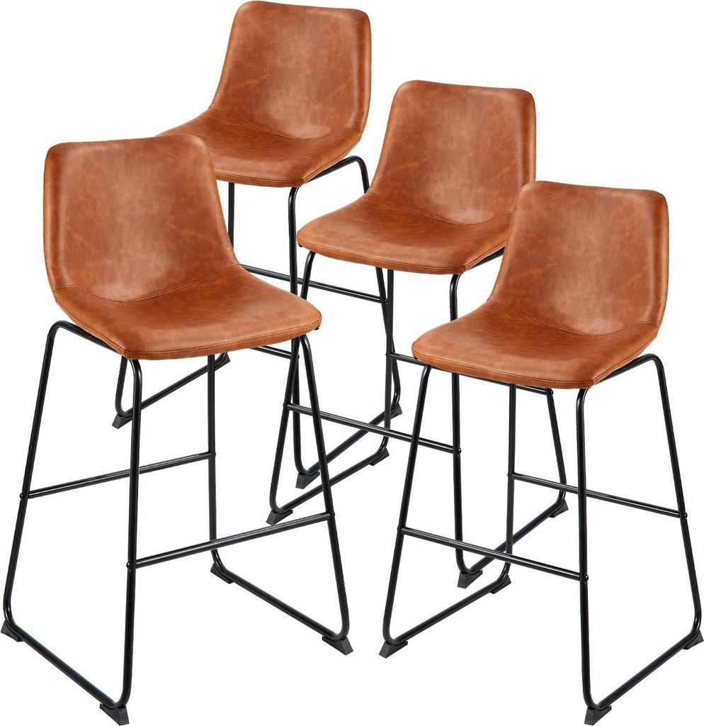 SucceBuy Barhocker Thekenhocker 4er-Set (945 mm hoch) Küchenstuhl aus Kunstleder mit Rückenlehne & Metallgestell, Bistrostuhl (149,7 kg Tragfähi...