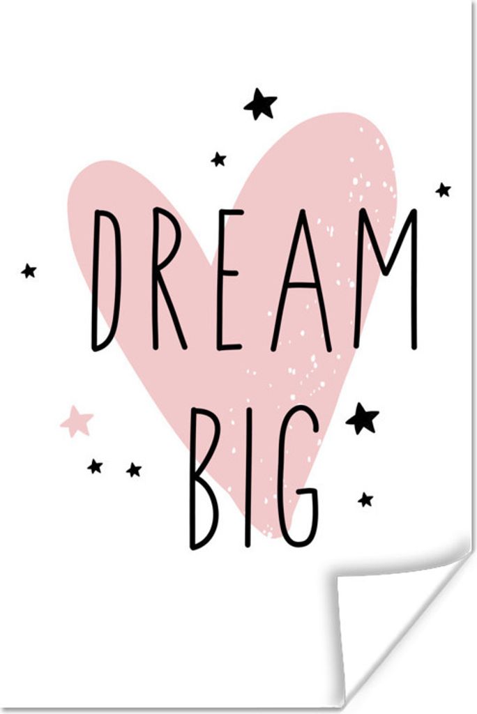 MuchoWow Poster Zitate - Großer Traum - Herz - Sterne - Illustration - Kinder 20x30 cm - Papierdruck