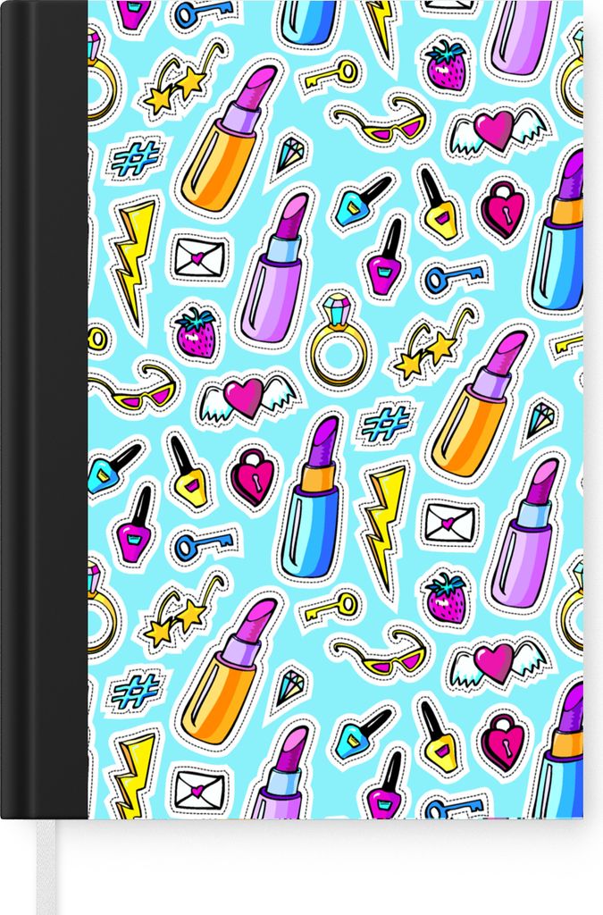 MuchoWow Notizbuch Tagebuch Haushaltsbuch Notebook A5 Design - Aufkleber - Schminke - Ringe - Notizblock - Notizheft - Notebook - Schreibblock - ...