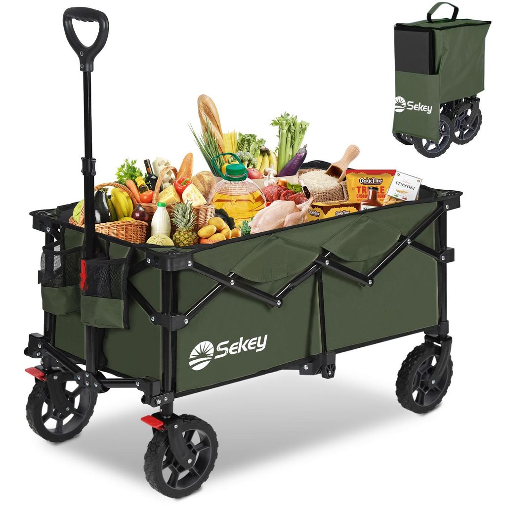 Sekey Bollerwagen faltbar 150 kg mit Bremsen, klappbarer Produktbild 