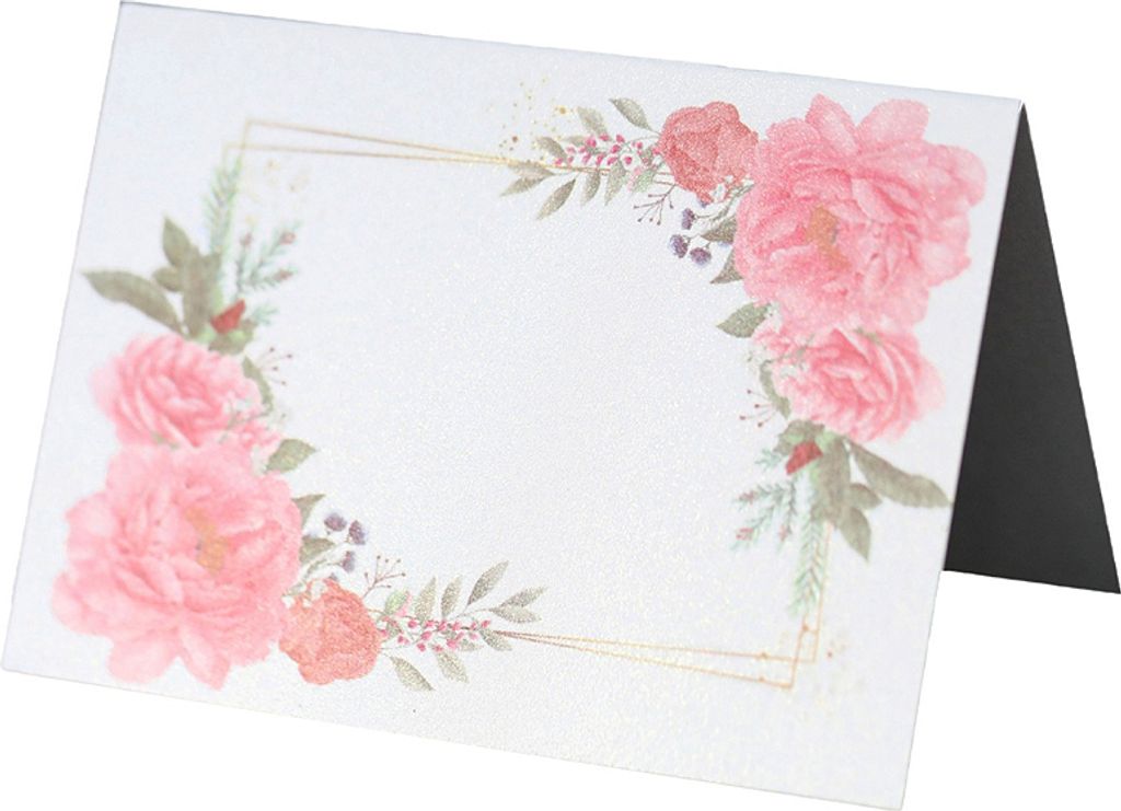 50PCS Rosa Rosen Gedruckt Party Tabelle Platzkarten, Eukalyptus Greenery Platzkarten, Folding Seating Name Tags, Name Zelte Für Hochzeit Oder