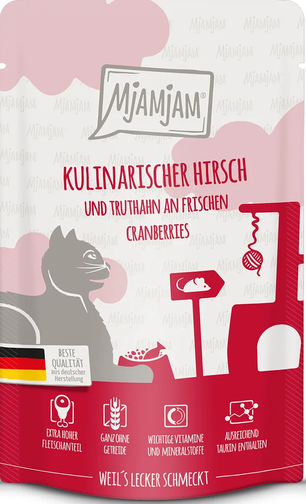 MjAMjAM Gusto Cervo e Tacchino 12x125g - Il Gourmet per il tuo Gatto