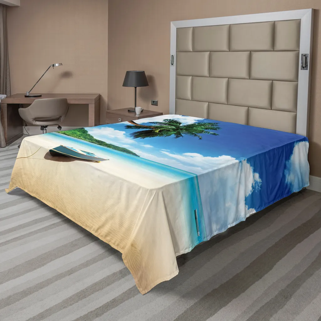 Drap de lit pour décoration de chambre ambiance vacances lagon 244x205