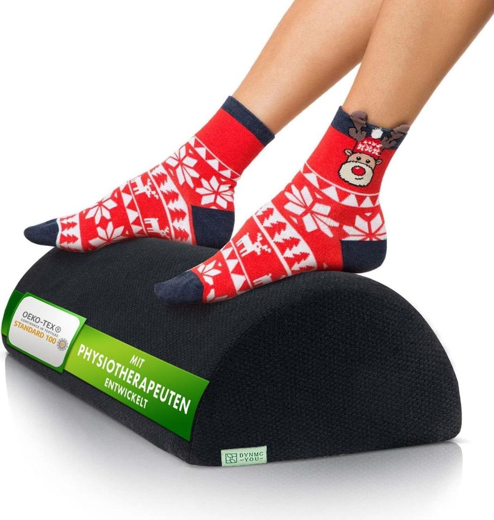 Fußstütze für unter den Schreibtisch im Büro - Grau - Komfortabel und Ergonomisch - Waschbarer Bezug - Rutschfest - Zu Hause/Unterwegs