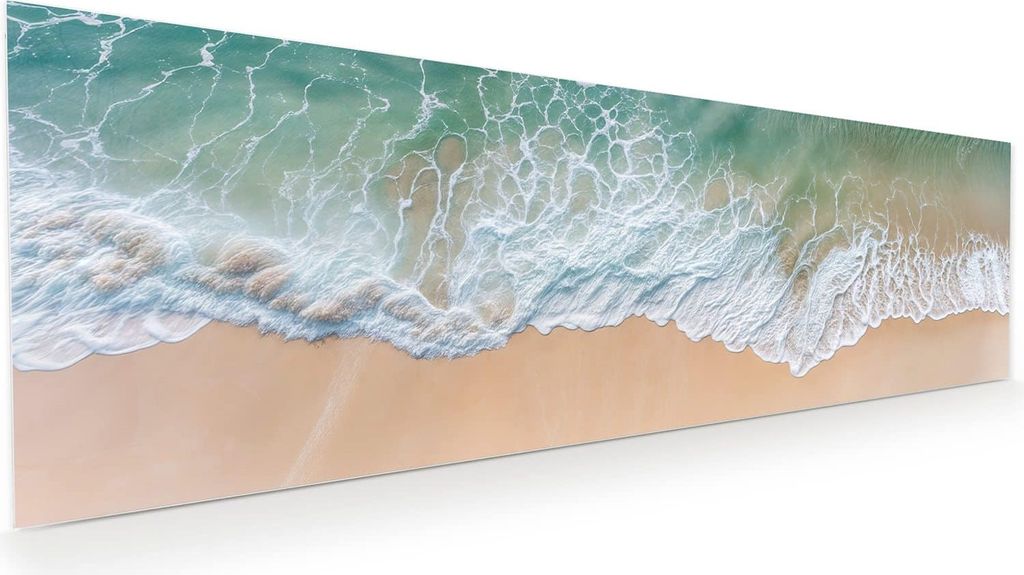 Glasbild 120x40cm in XXL für Wohnzimmer, Schlafzimmer Motiv Meereswellen