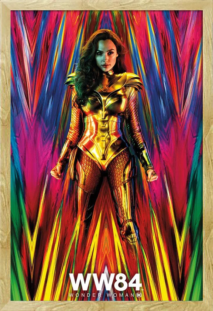 Poster Wonder Woman 1984 sous Cadre Anti-Choc MDF Hêtre Vitre Acrylique