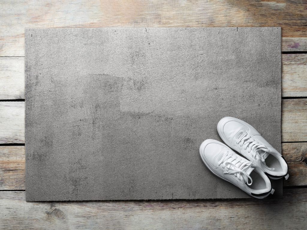 Fußmatte Aussen - Schuhmatte Haustür- Schmutzfangmatte Türvorleger - Outdoor Teppich Schmutzfänger - 90x60 cm - Zement