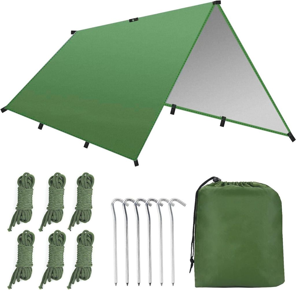 Camping Zeltplane, 3m x 3m Zeltplane Wasserdicht Tarp für Hängematte Sonnenschutz UV Schutz Regenschutz Leichte Tragbare, Zeltplane Tarp für Our...