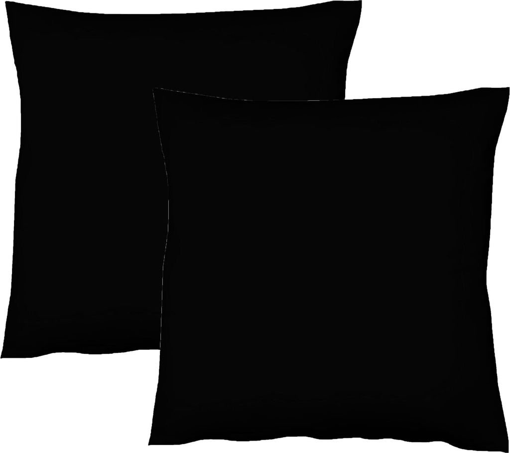 JACK by Fleuresse 2er Set Renforcé Kissenhülle Kissenbezug Dekokissen Baumwolle weich, Farbe:Schwarz, Größe:40 x 80 cm