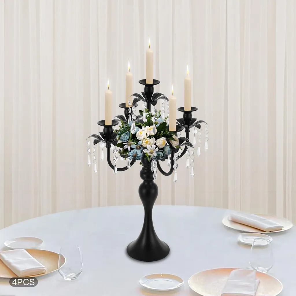 Chandelier Noir Stable 5 Branches 51.5cm - Centre de Table sans Risque - 4
