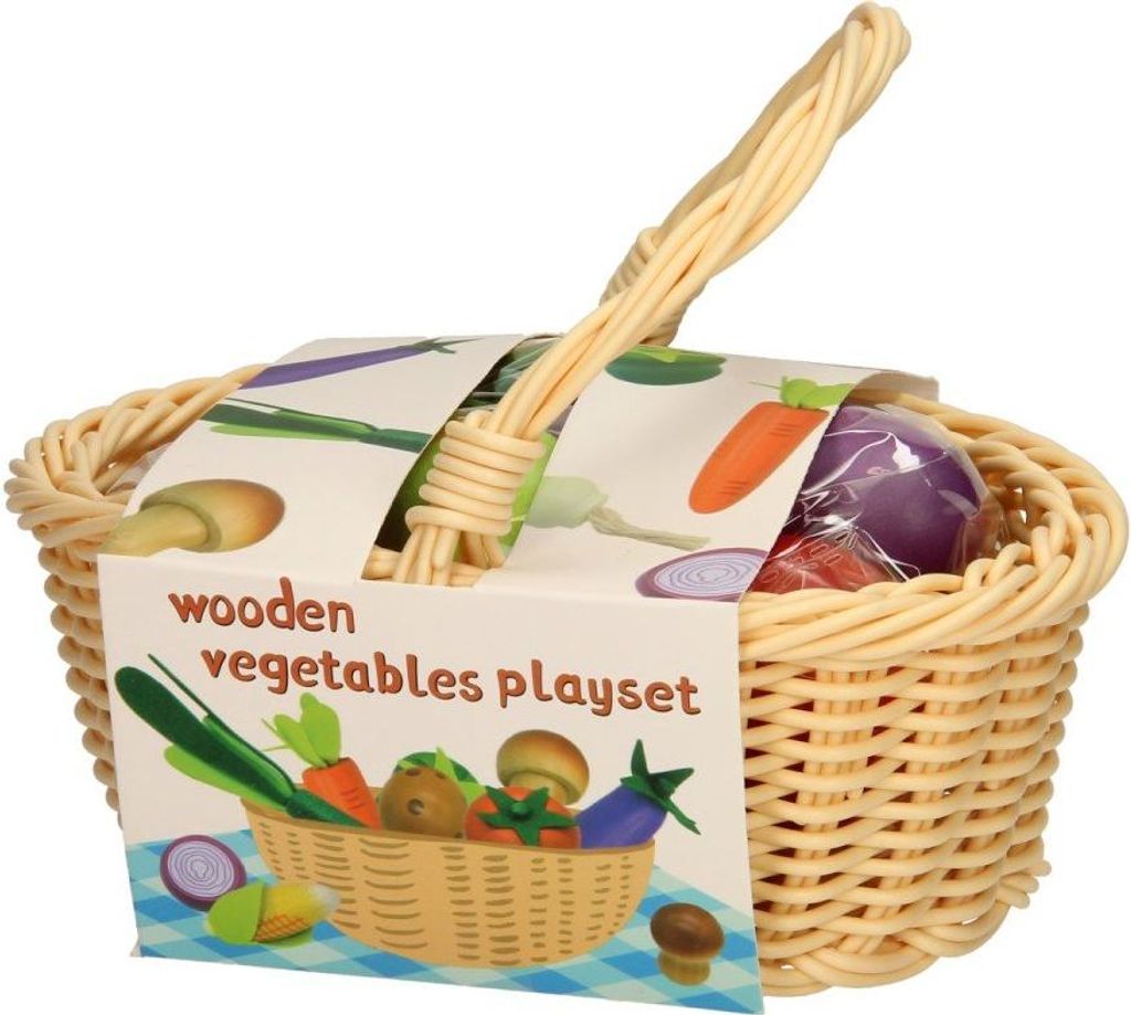 Holz Gemüse Picknickkorb Spielzeug Set 11-teilig für Kinder