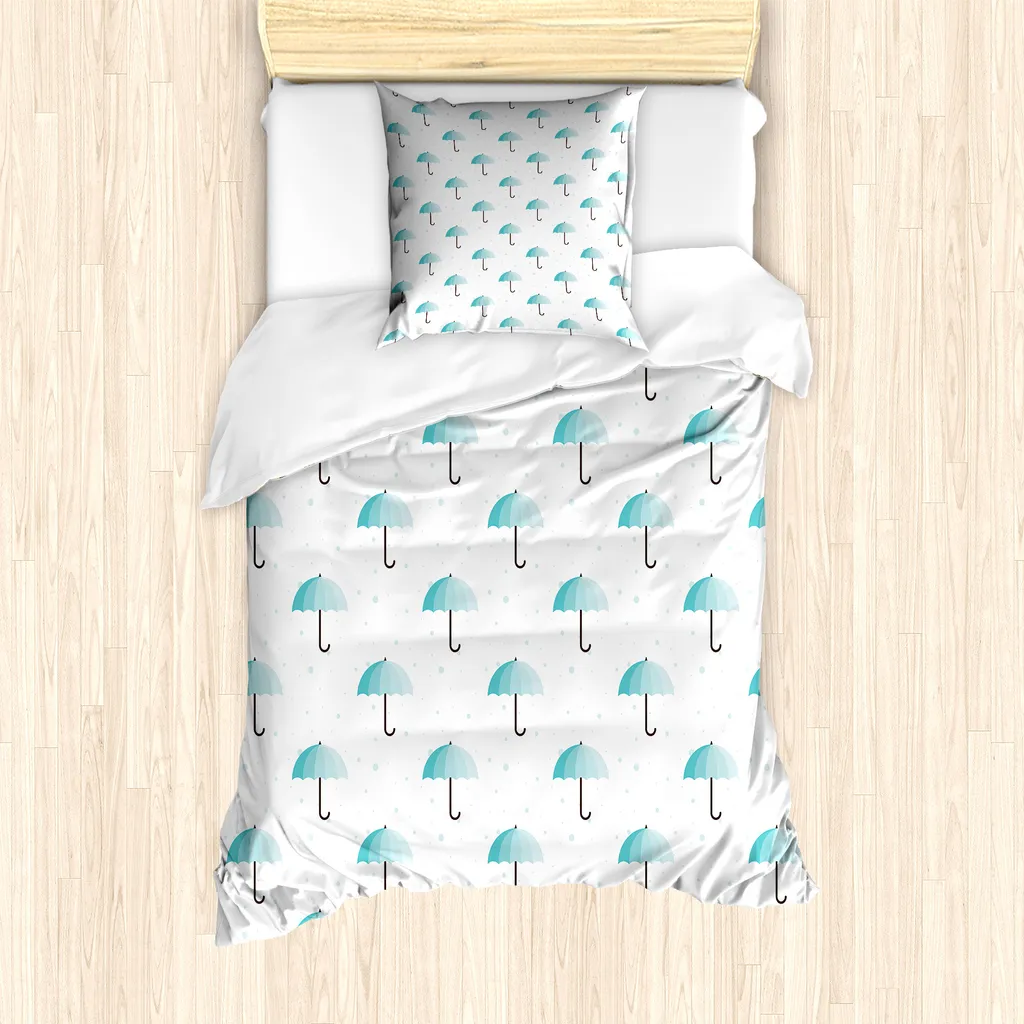 Copripiumino Singolo 135x200 ABAKUHAUS Gocce Blu Seafoam Moderno
