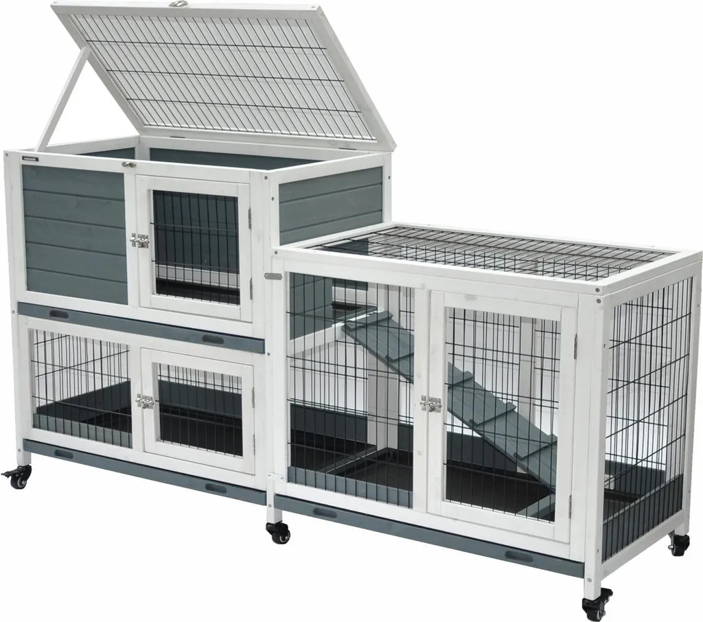 Clapier Leo gris 146x89 cm : fini le manque de place pour vos rongeurs