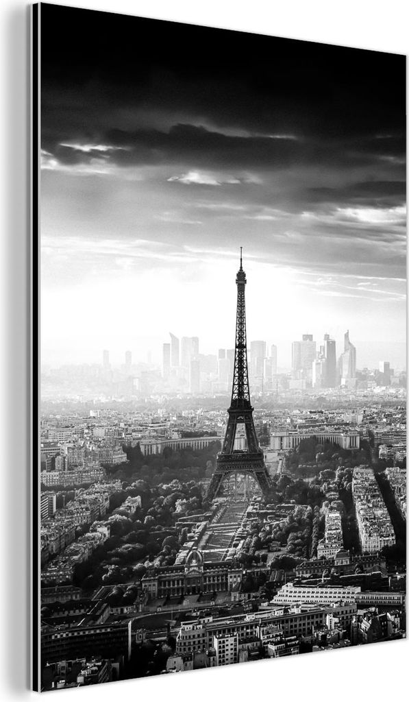 MuchoWow Wanddekoration Metall Metallbild Wandkunst 30x40 cm Paris - Skyline - Eiffelturm - Stadt - Wolken MuchoWow Aluminium Gemälde - Bilder
