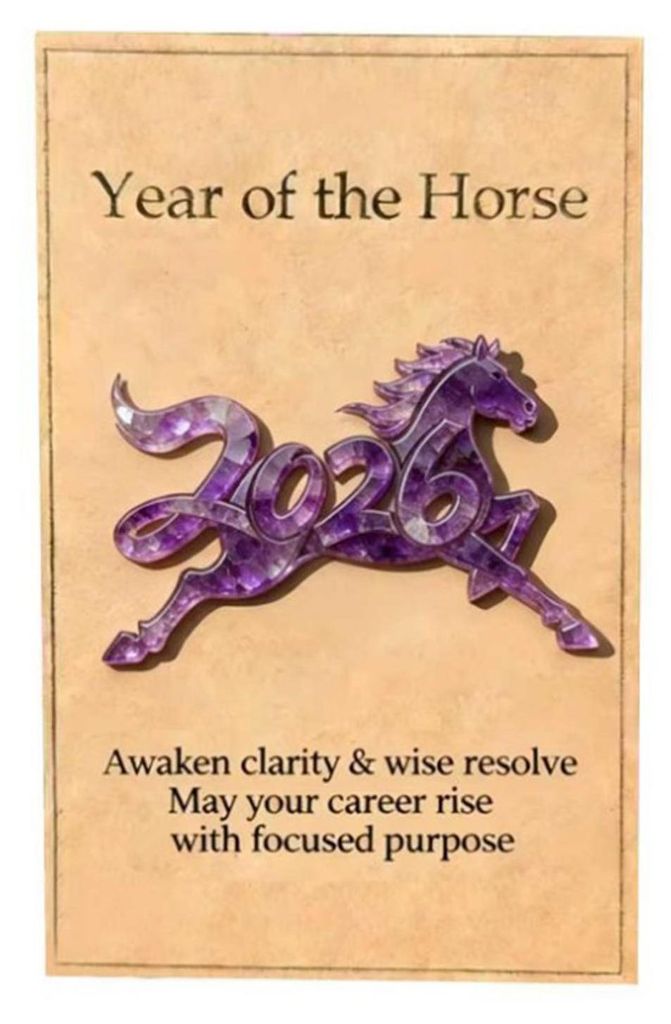 1/2 Stück Pferde-Taschenumarmung 2026 mit Karte – Glücksbringer, Wohlstand, Jahr des Pferdes – Taschenanhänger, Dekoration, Frohes Neues Jahr!