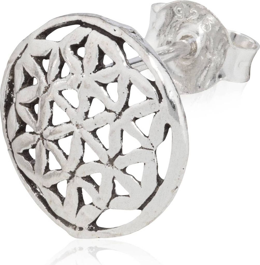 Einzelohrstecker Blumen des Lebens 925 Silber 10mm Keltische Amulett Ohrring