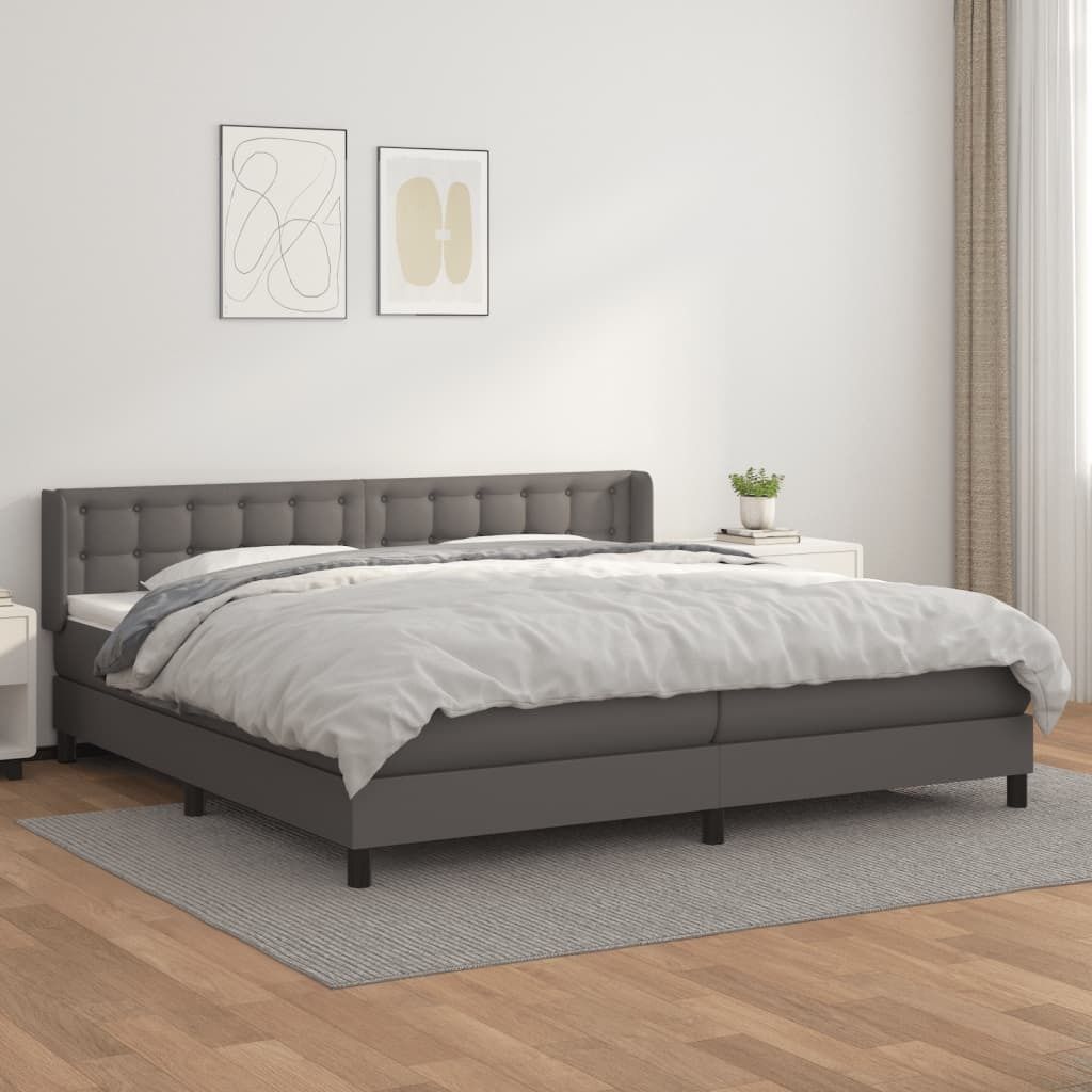 Maison Exclusive - Boxspringbett mit Matratze Grau 200x200 cm Kunstleder