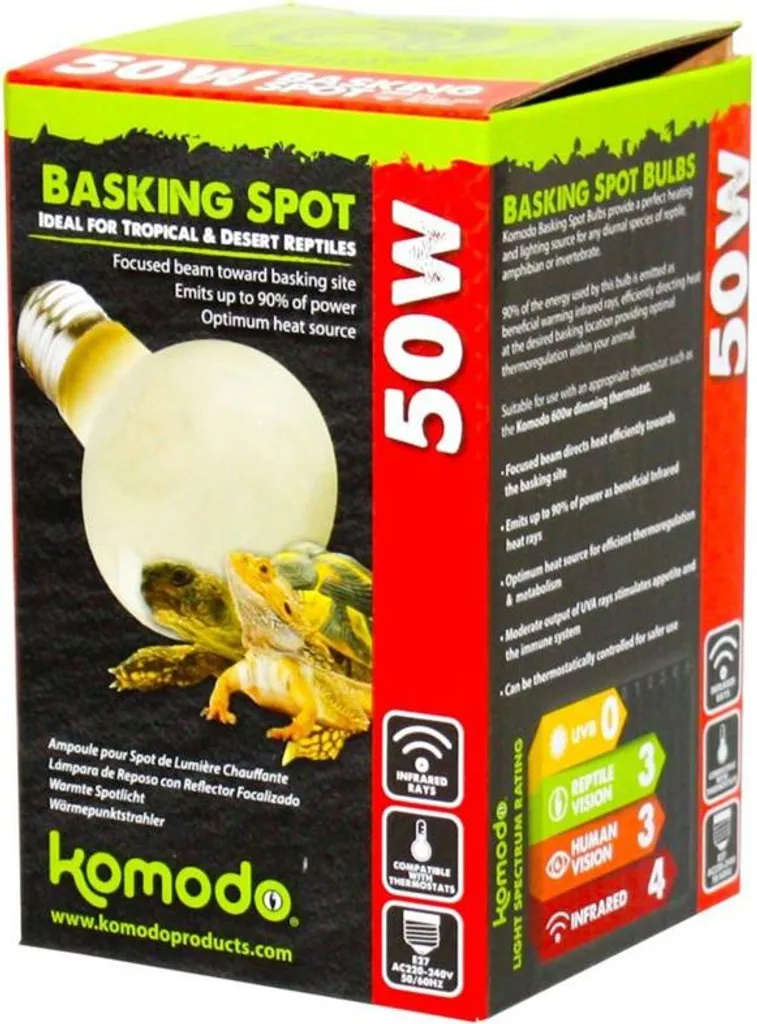 Ampoule Basante Komodo 50W Chaleur Ciblée et Éclairage Naturel Reptile