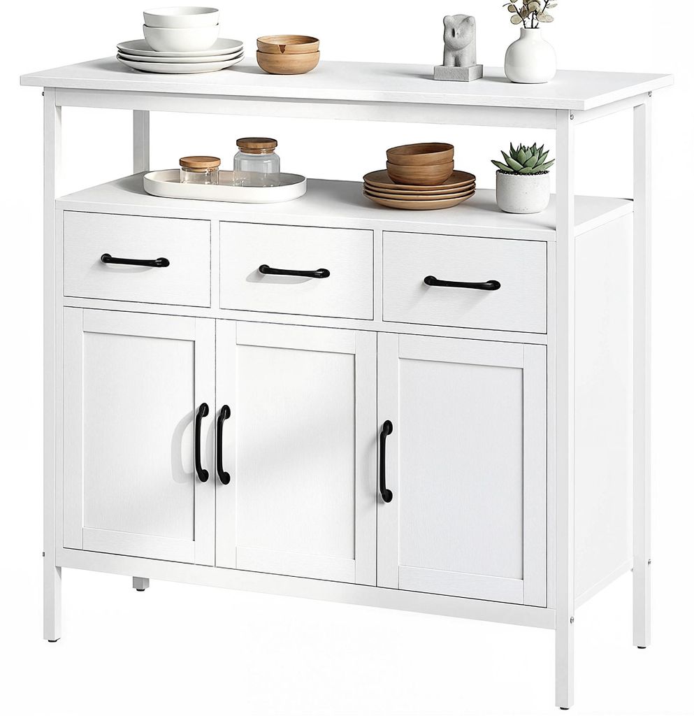 HOMCOM Dressoir met lades, 3 deuren en een open vak, wit Productafbeelding 