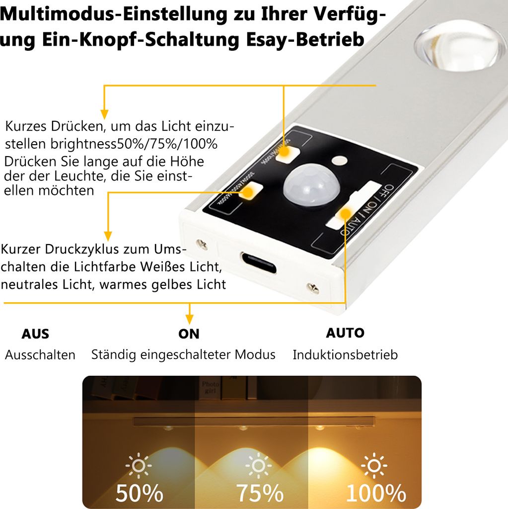 60CM Led Unterbauleuchte Lichtleiste Mit Bewegungsmelder Produktbild 15