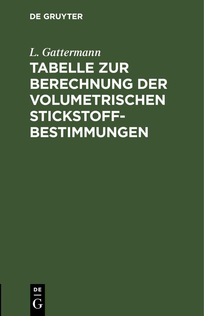 Tabelle zur Berechnung der volumetrischen Stickstoff-Bestimmungen