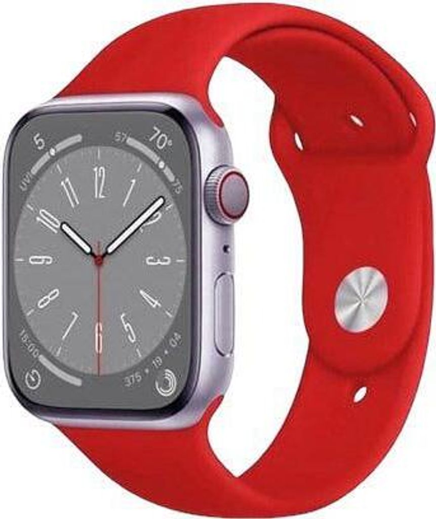 Silikon Sport Armband Rot kompatibel mit Apple Watch 42/44 /45/ 49 mm M/L Sport Smart Watch Silicone Strap Red compatible with Apple Watch