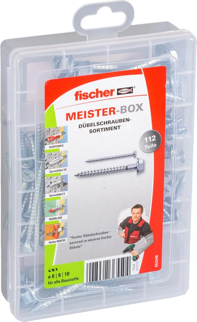 Fischer 553348 Meister-Box Coffret de Chevilles et Vis DuoPower 1 Set