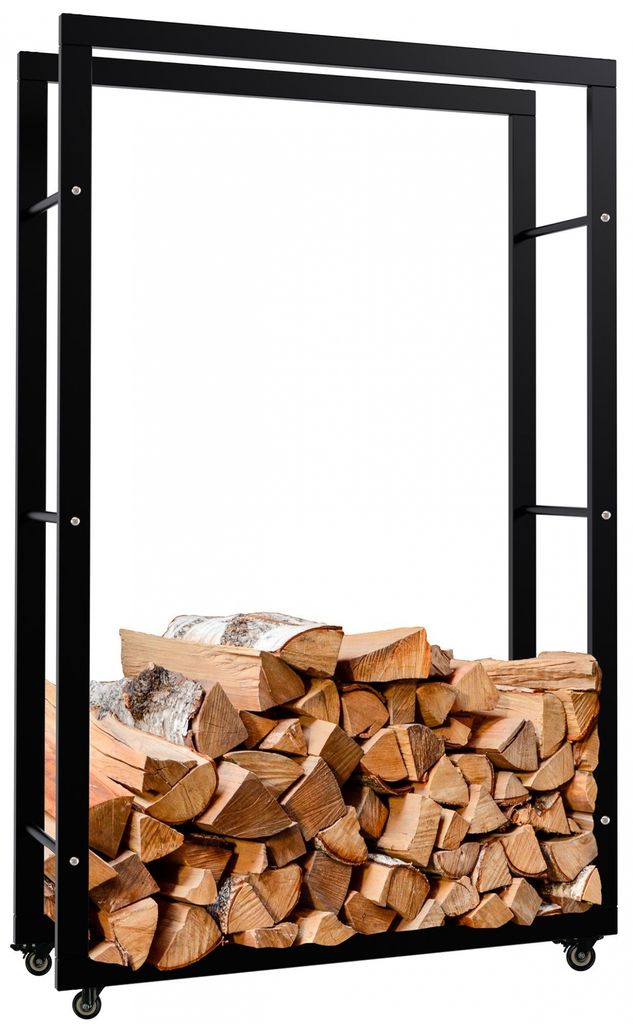 Dřevěný stojan Keri s kolečky 25x80x125, černý kov Obrázek produktu 