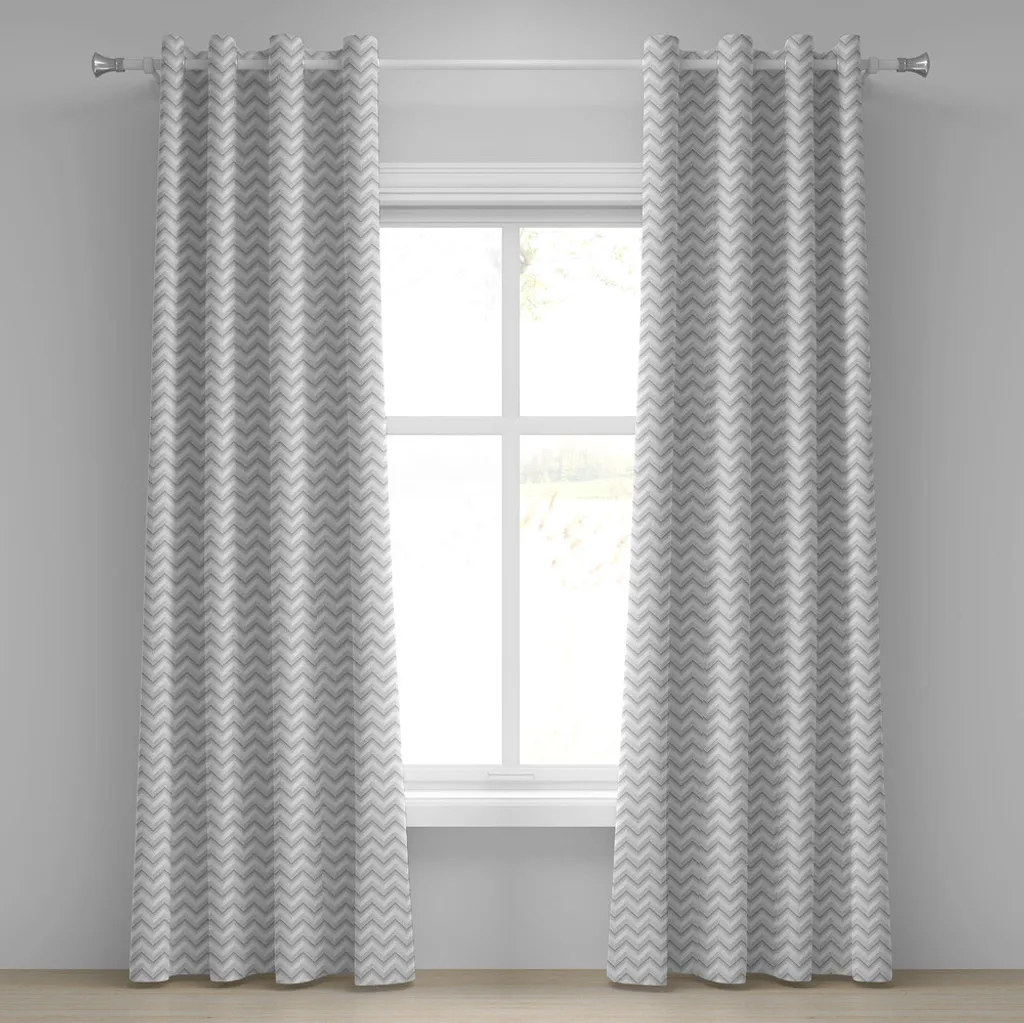 Rideau Géométrique Anti-Regard pour Fenêtre de Chambre Gris et Blanc