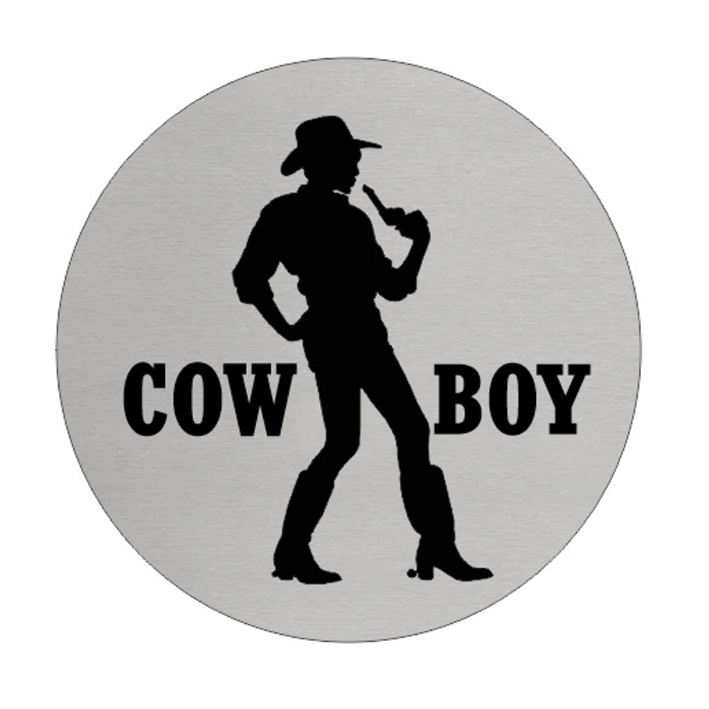 CombiCraft Aluminium Türschild 'Herren Cowboy' - Ø75mm mit 3M-Klebeband
