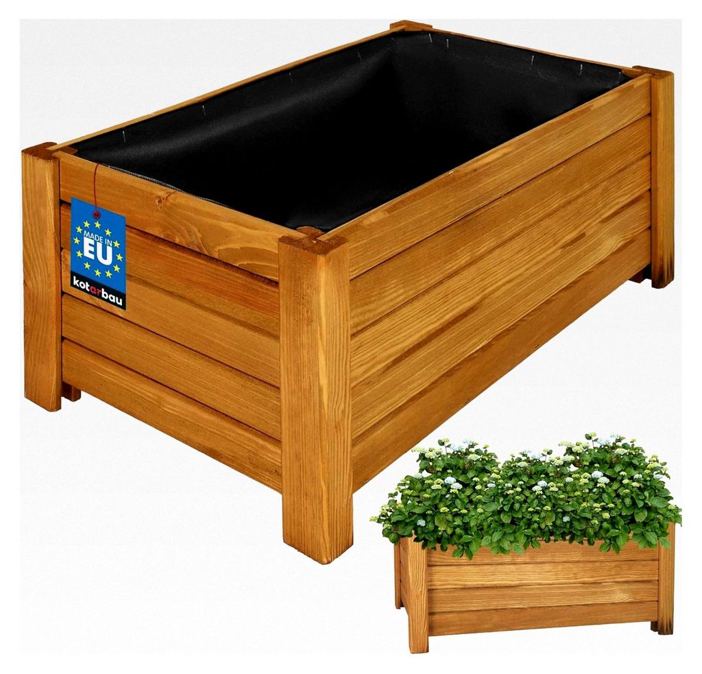Blumenkasten aus Holz - 58 x 34 x 25 cm - Pflanztrog - Pflanzkübel - Gartenkasten für Terrasse und Außenbereich - Eiche