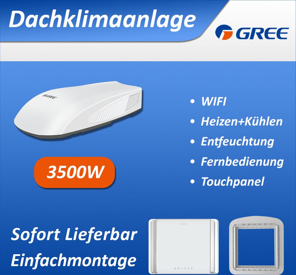 GREE Klimagerät Klimaanlage Dachklimaanlage für Wohnmobil Wohnwagen 3500W mit WiFi