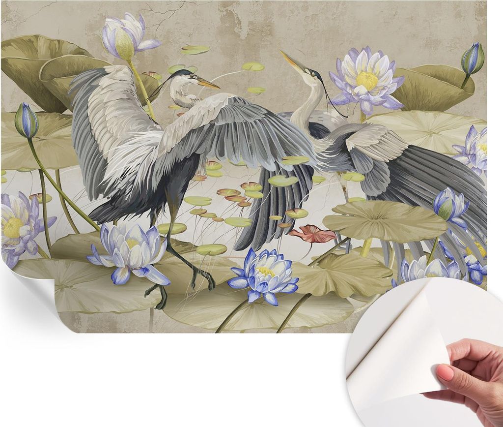 Selbstklebende Wandtapete - Dekorative Tapete für Wohnzimmer - Klebefolie für Wandbilder - Tapetenfolie für Wanddekoration - 152x104 cm - Vögel...