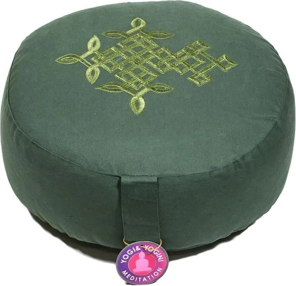 Zafu Méditation Arbre de Vie Celtique - 33x13 cm - Vert Foncé Yoga