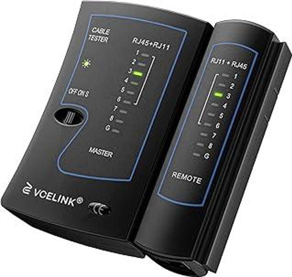 VCELINK Kabeltester, Netzwerktester Kabeltester für RJ45 RJ11 Kabel-Patchkabel-Leitungstester, LAN Tester, Telefon Kabelteser, Schwarz