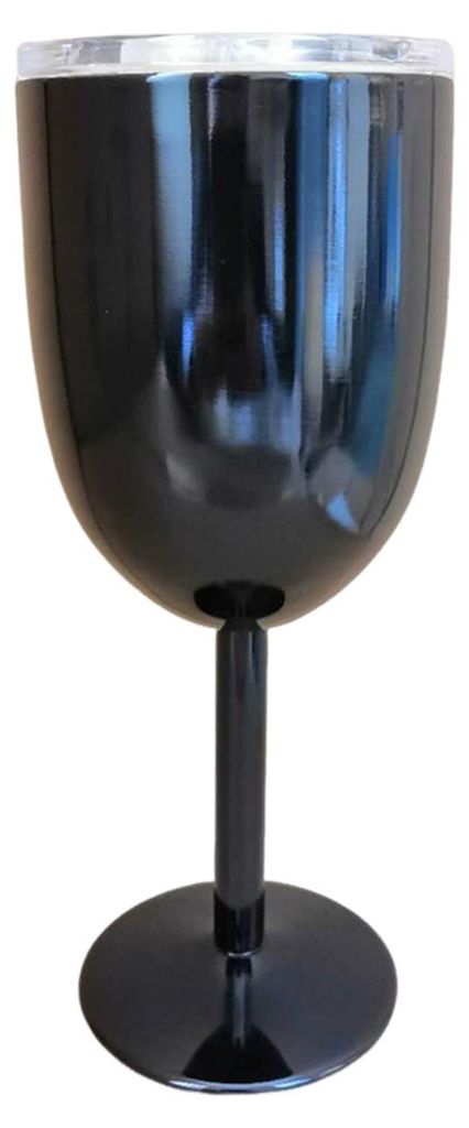 10 oz isoliertes Cocktailglas, doppelwandig, mit hohem Fuß und Deckel, für Cocktails, Wein, kalte Getränke, Weinglas aus Edelstahl