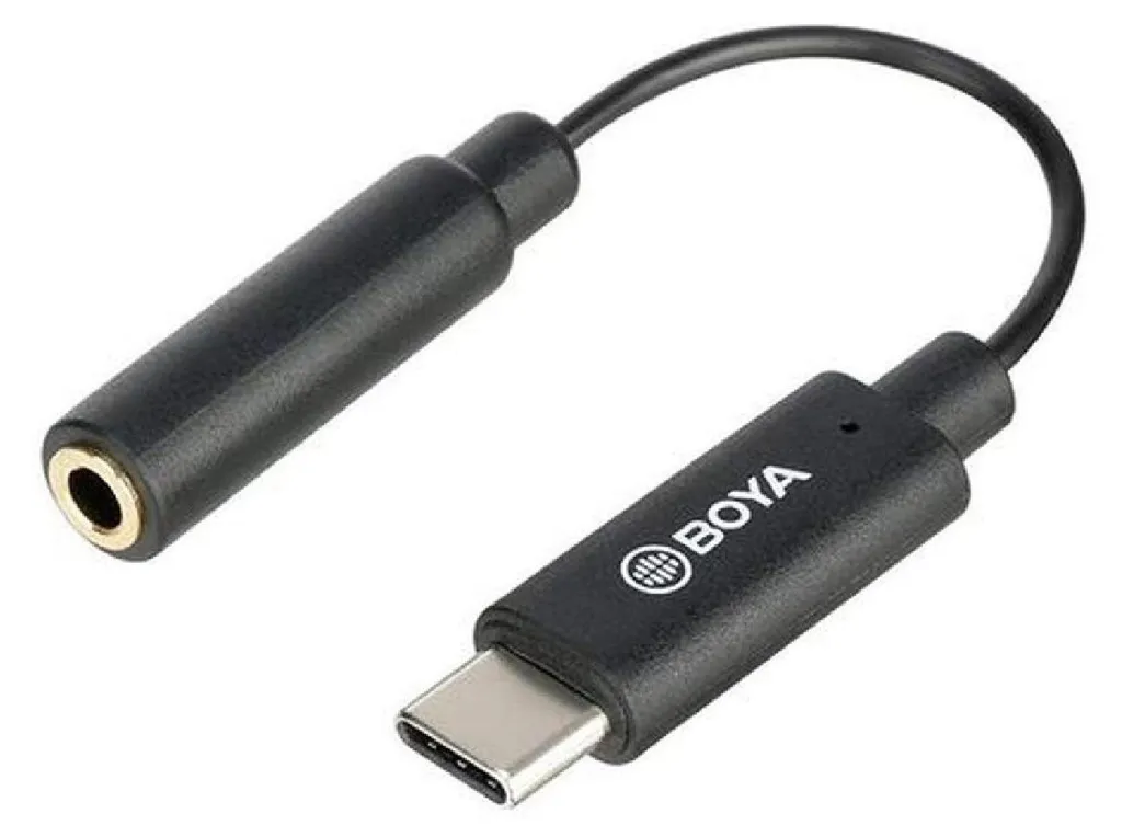 Boya BY-K4 Câble Adaptateur Jack 3,5mm vers USB Type-C Noir pour Micro