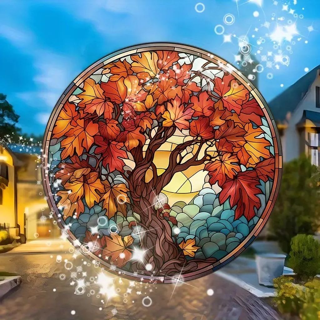 GKA XL Fensterbild Baum 23 cm Sonnenfänger Lichtfänger tolle Lichteffekte Fensteraufkleber selbstklebend ablösbar wiederverwendbar