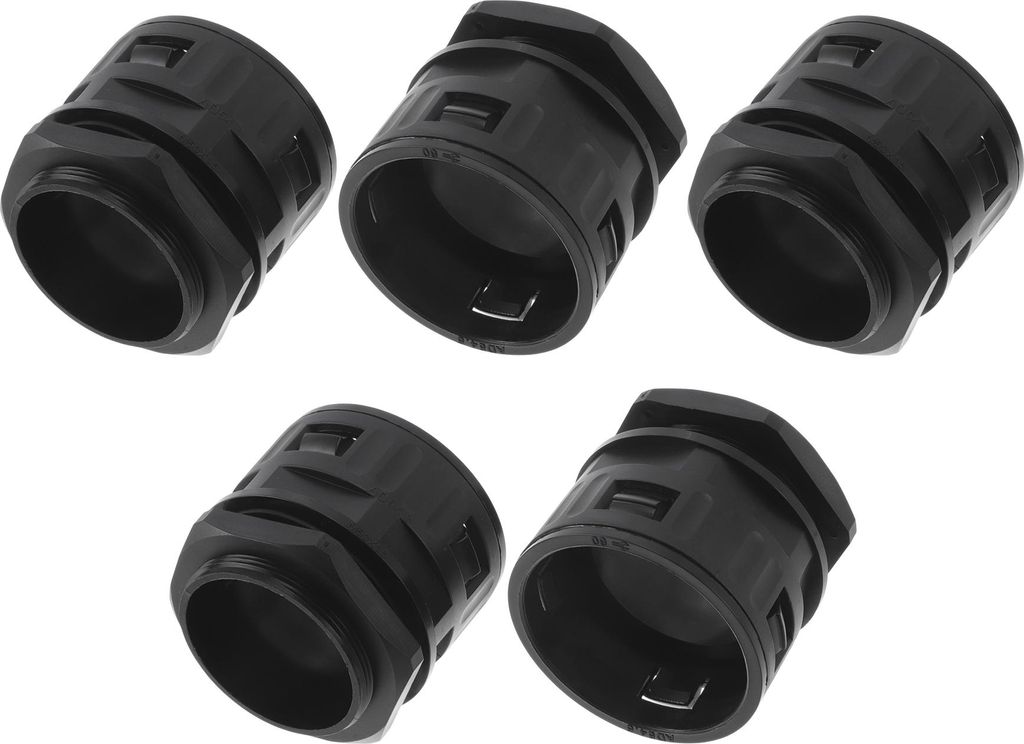M50x1,5 Kabelverschraubungen 54,5 mm / 2,15" Wellrohr Wasserdichte Verbindung Geradedurch PA6 Nylon Schwarz 5 Stück