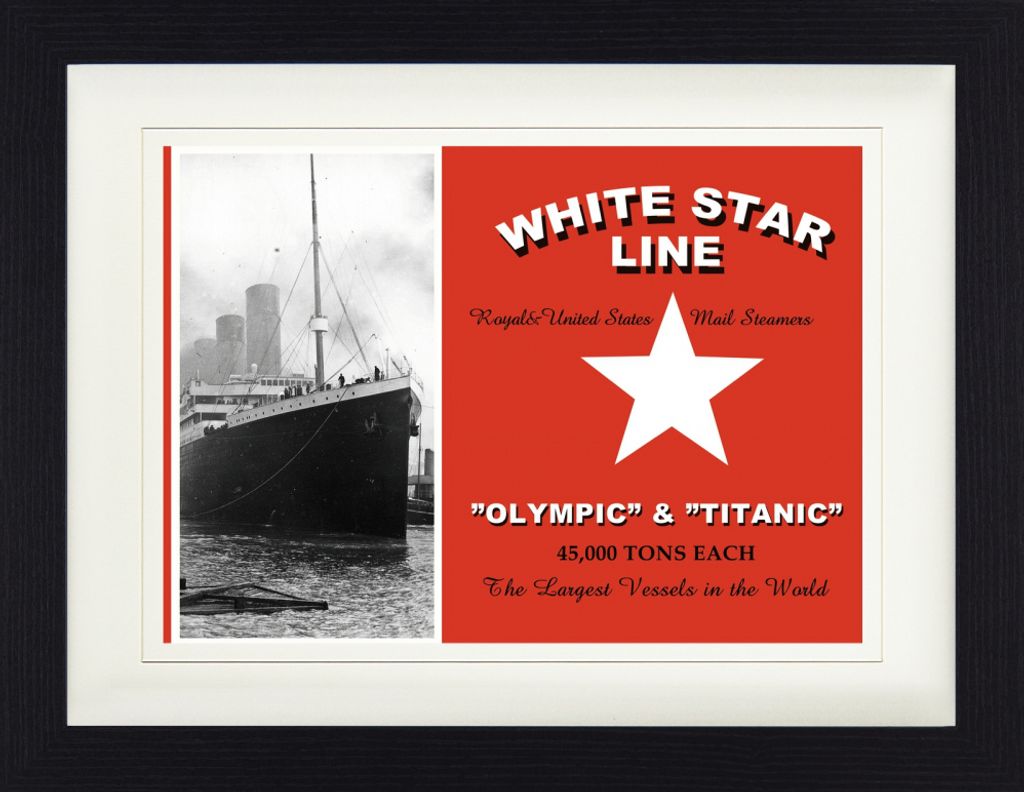 Titanic Gerahmtes Bild Mit Edlem Passepartout | Wand-Bilder | Im Bilderrahmen - White Star Line Olympic Und Titanic (30 x 40 cm)
