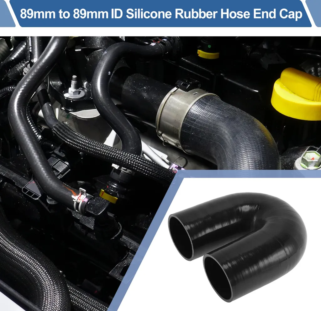Coude Silicone 180 Degres 89mm Noir - Durite Turbo 4 Plis Renforcee
