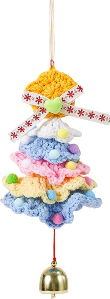 Weihnachts-Häkelanhänger, Schneeflocke, hängende Dekoration, Weihnachtsbaumschmuck mit Glöckchen für festliche Dekoration zu Hause und im Wohn...