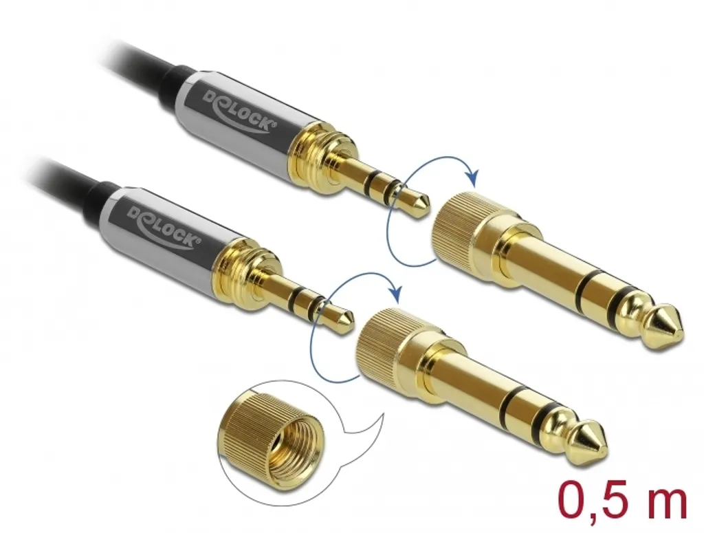 Cavo Audio Delock 85784 Jack 3.5 mm 0.5m Nero Grigio Alta Fedeltà - 3