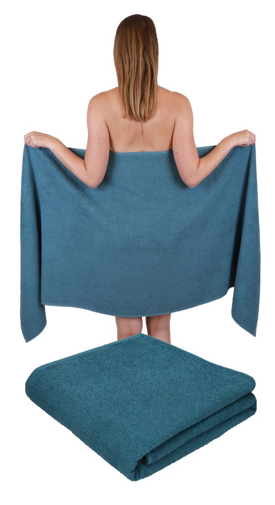 Betz 2 Stück Saunatuch 100% Baumwolle taubenblau 70x200 cm Produktbild 