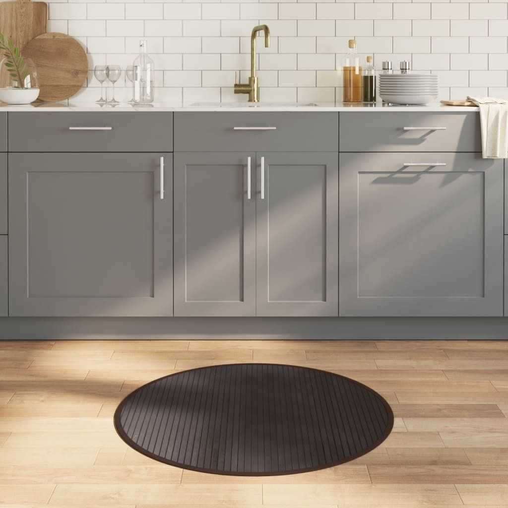Möbel Teppich Rund Dunkelbraun 80 cm Bambus - Designerteppiche 376983