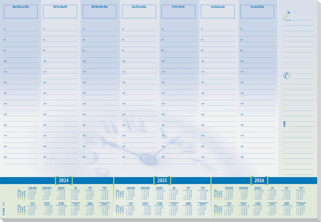 SIGEL HO350 Papier-Schreibunterlage, Time, 595x410 mm, 30 Blatt