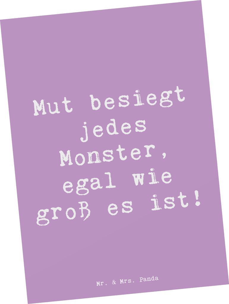 Mr. & Mrs. Panda Grußkarte Spruch Ängste vor Monstern besiegen - Lavendeltraum - Geschenk, Trost, Mut, Ansichtskarte, Schutz, Motivkarte, Ansicht...