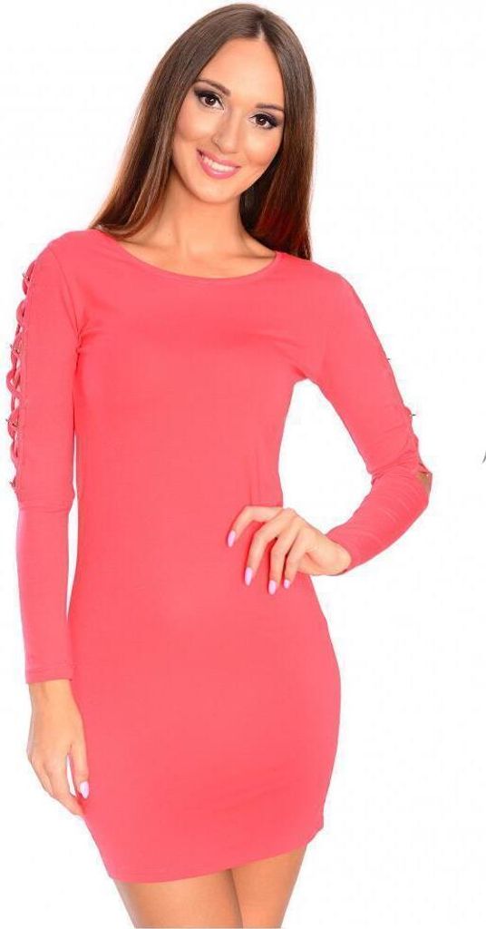 Damen Mini Kleid; Koralle/2XL/3XL
